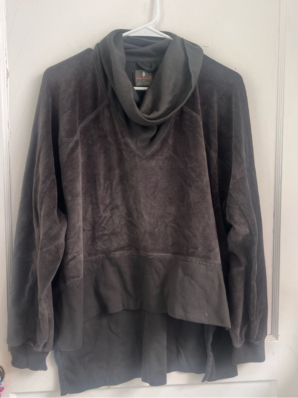 Free People Grey Last Chance Velour Pullover Sweater Size S
